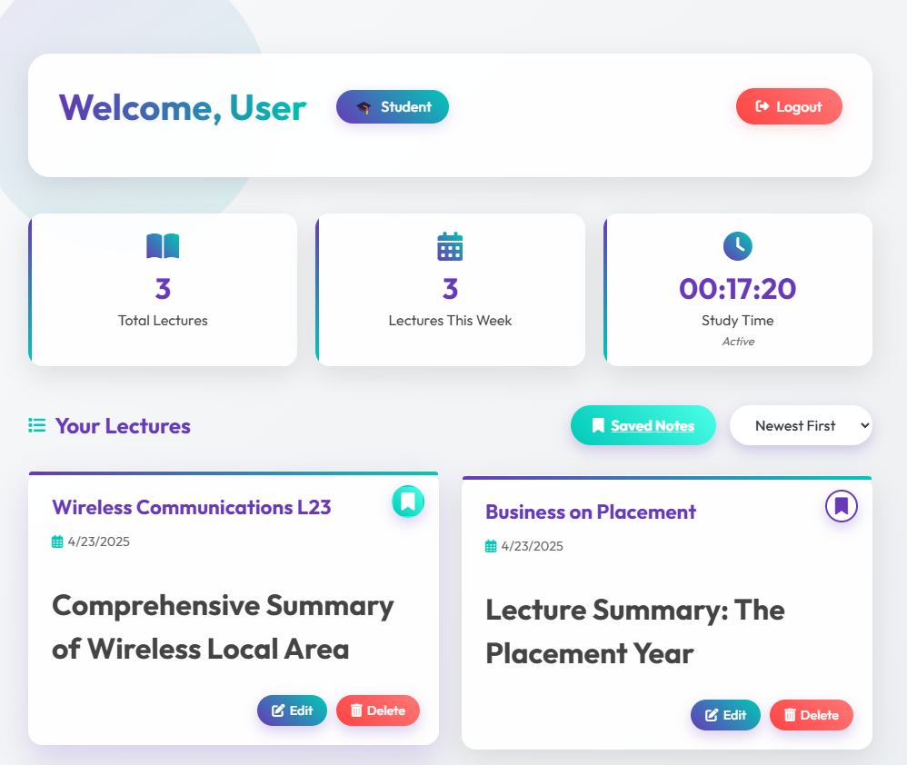 StudyCap Dashboard